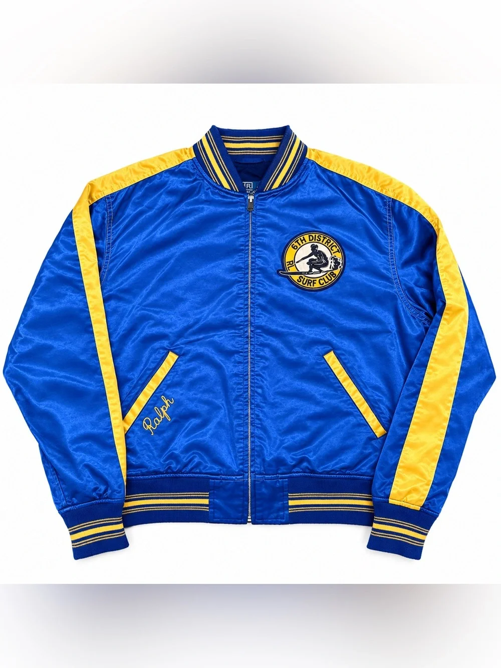 Polo Ralph Lauren 67th District Surf Club Satin Bomber Jacket - Mens Size Large